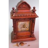 Junghans circa 1930's carved cased mantel/bracket clock, retailer Pleasance and Harper, Bristol to