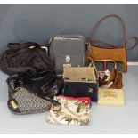 Eight handbags and two ladies scarves