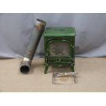 Franco Belge Merville green enamel wood burning stove, height 55cm