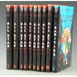 Ten DC Archive Editions comic books comprising All Star Comics volumes 1-10 (missing 5) and DC