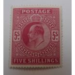Great Britain 1902-10 2s 6d pale dull purple, 2s 6d dull purple, 5s bright carmine and 5s deep