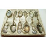 Set of six silver Chinese spoons with bamboo and Chinese character mark