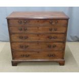 A late 18th/ early 19thC mahogany secretaire chest with fold down flap revealing a fitted interior