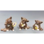 Beswick set of three bush babies, 1379, 1380 and 1381, tallest 5cm