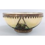 Chinese hardstone bowl with metal mounts depicting a dragon, 10.8cm x 4.8cm