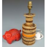 Bitossi retro lamp and pig money box, tallest 35cm