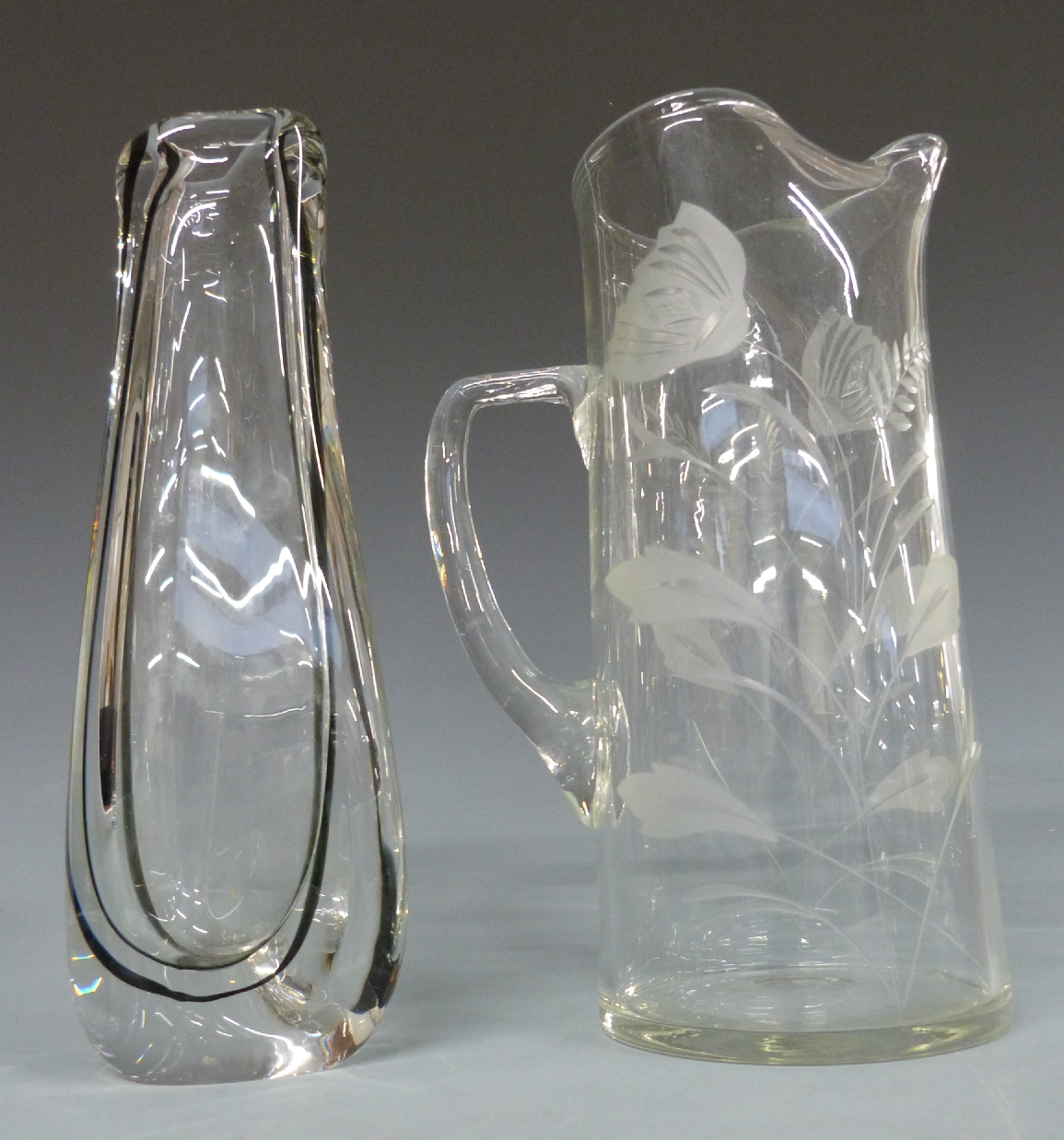 Collection of twelve glass pieces including vase signed Tosi and a vintage drinks jug - Image 2 of 8