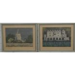 David Gentleman pair of coloured prints of Saxted windmill and Coltishall watermill, each 30 x 43cm