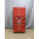 Autopro (Snap On style) and Beach Industries large two section tool cabinet with an arrangement of
