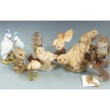 A large collection of owl figures including Border Fine Arts, Lenox China etc, tallest 21cm