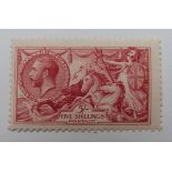 Great Britain 1913 Seahorses 2s 6d deep sepia-brown, 2s 6d sepia-brown and 5s rose-carmine, all