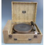 Dansette portable record player, c1950s, in rexine case