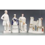Four 19thC Staffordshire figures including Queen Victoria, Prince Albert, Field Marshall