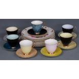 Harlequin collection of Royal Albert cups, saucers and plates