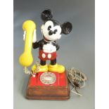 Novelty Walt Disney Mickey Mouse telephone with 'Property of Post Office' to base, H38cm