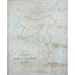 Victorian map of Wern and Bank of Pleasure in the parish of Brilley, Hereford 1875, on silk or