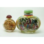 Japanese reverse painted glass scent bottle (5.5cm) and a Chinese scent bottle with enamel