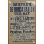 Bristol Suffragette poster 'The Young Ladies Patriotic Conservative Association invite their
