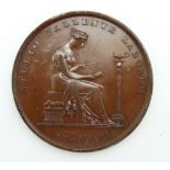 Victorian bronze medal / pass for London Institution 1807, possibly unissued as no impressed