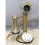 Vintage brass telephone, H33cm