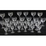 A large group of crystal drinking glasses including Stuart, Edinburgh and Royal Brierly