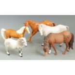 Beswick and Royal Doulton horses including Palomino Xayal, grey mare etc, tallest 18cm