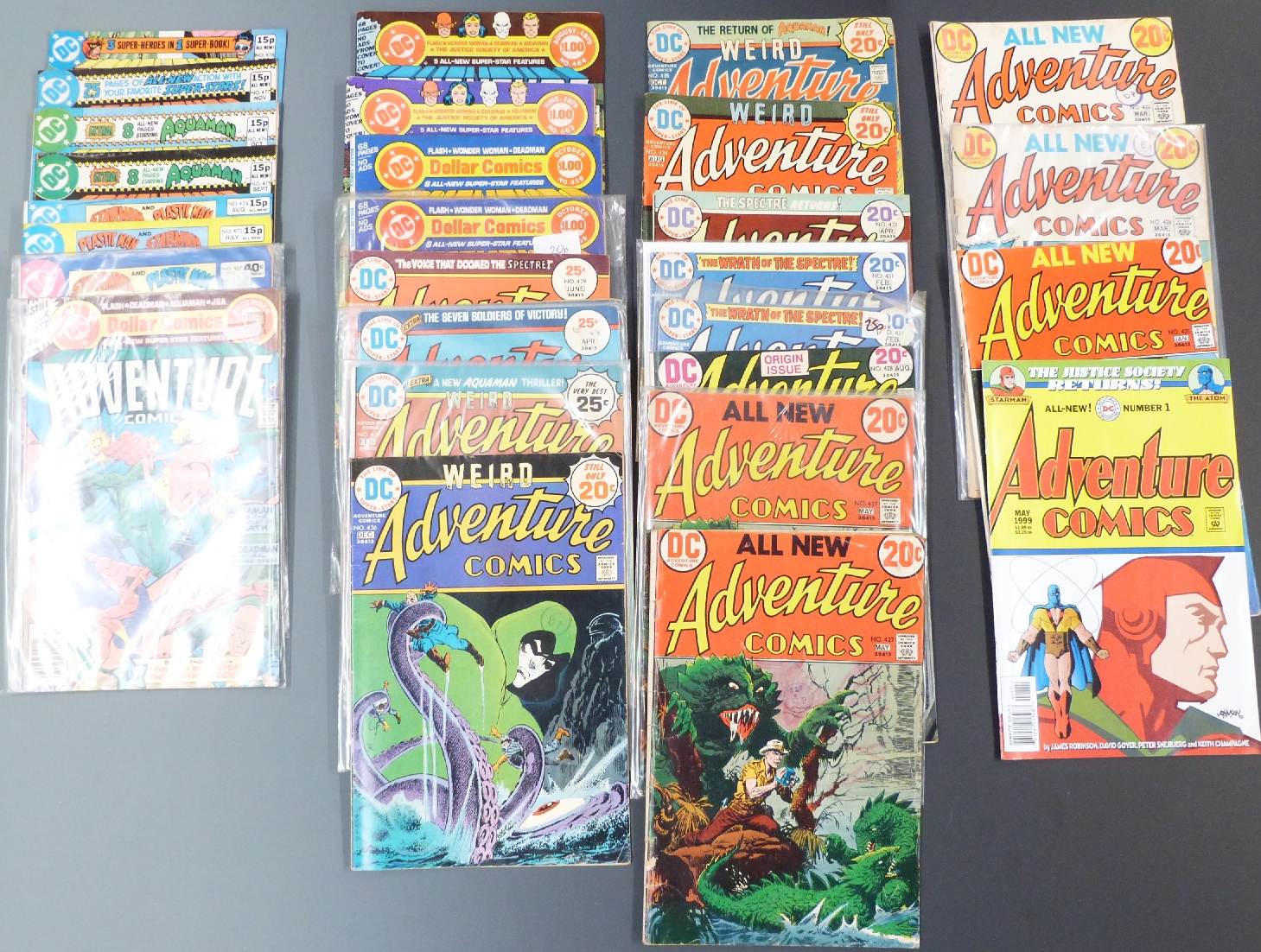 Twenty-nine DC Adventure Comics comprising 1, 425, 426 x2, 427 x2, 428, 431 x2, 432, 434-437, 438