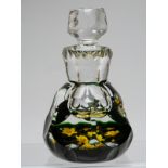 William Manson 'weight in a crate' paperweight scent bottle or inkwell with lampwork flowers and