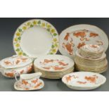 Wedgwood dinner service decorated in the Red Chinese Tigers pattern, eight place settings with