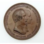 Victorian bronze medal for Queen Victoria and Prince Albert, the obverse Napoleon and Eugenia, 1855,