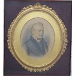 Framed photograph of a Victorian or Edwardian gentleman in oval gilt frame wooden mount, overall