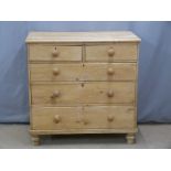 19thC pine two over three chest of drawers.