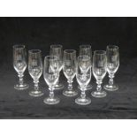 Nine House of Commons etched glasses, height 18.5cm