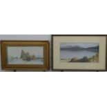 Two maritime scenes comprising N G Scott pastel of a bay with fishing boats, framed and glazed, 22 x