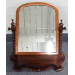 19thC dressing table swing mirror with bobbin supports