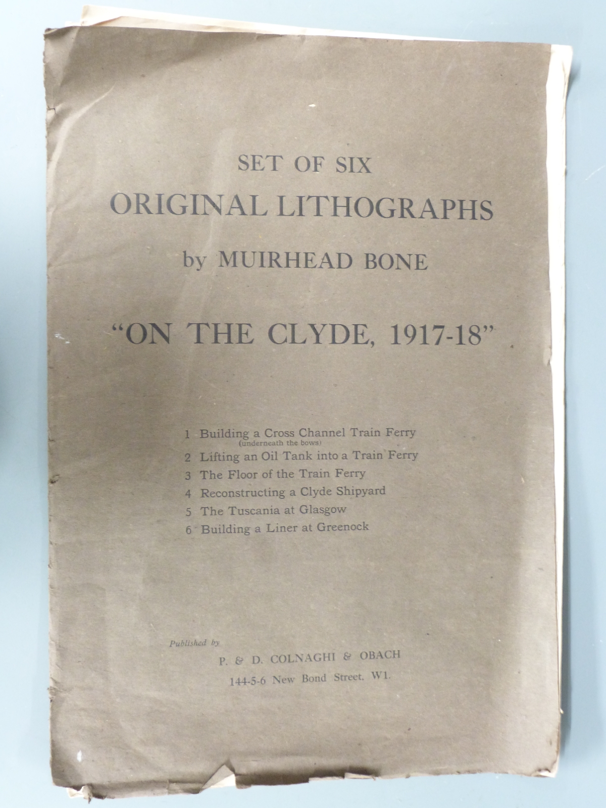 Sir David Muirhead Bone (1876-1953) Set of six original lithographs 'On The Clyde, 1917-18'