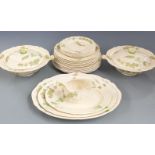 Royal Doulton Art Deco six place dinner service decorated in the Binyon pattern, approximately 24