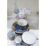 A collection of teaware including Crown Ducal, Noritake, Old Foley teapot, Japanese, KPM dishes,