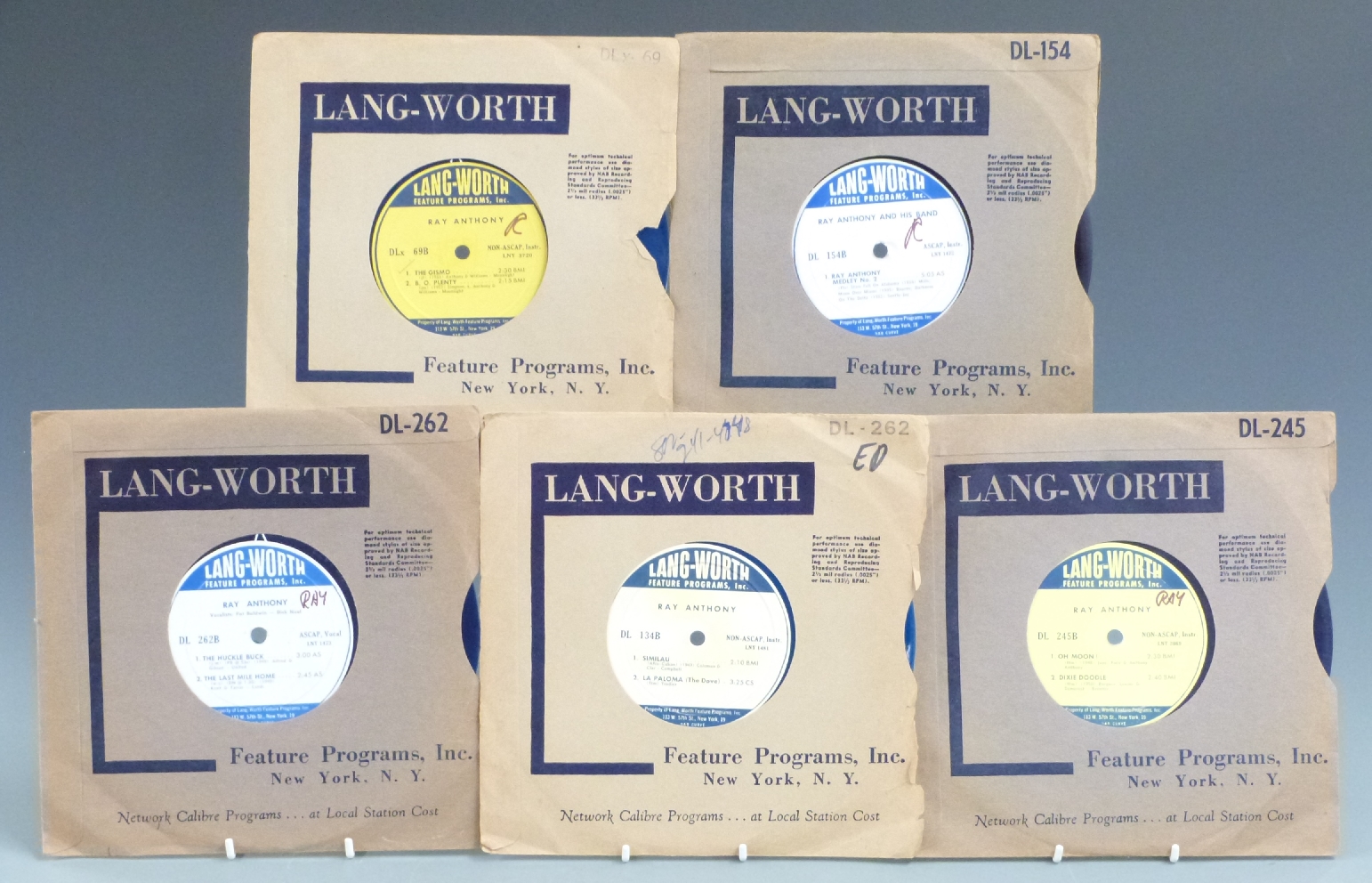 Ray Anthony - 55 eight inch Langworth discs. By repute vendor advises property of Ray Anthony,