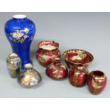 Crown Devon Fieldings lustre ware, vases and bowls, tallest 20cm