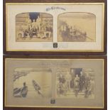 Two framed Oxford rowing interest photograph displays including crew photographs with crew list