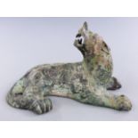 Chinese bronze reclining creature, 20 x 10cm