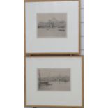 Two Eugene Béjot maritime etchings of Marseille docklands, both signed in pencil bottom right, 15