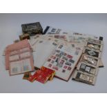 All world stamp albums, Ace series packets, stock book, a few GB mint unused QEII etc