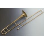 Blessing Scholastic Elkhart USA brass and plated trombone, serial no 257719 with Denis Wick London