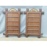 Two stained pine ecclesiastical 'hymn' boards, ex Cinderford Chapel, Forest of Dean, H92 W60cm