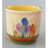 Clarice Cliff Bizarre for Newport Pottery sugar bowl, decorated in Crocus pattern, H7.5cm