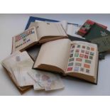 A box of sundry albums, loose stamps, catalogues etc