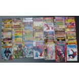 Sixty-four Marvel Spider-Man comics including Spidey 44, Web Of Spider-Man 6, 8, 15, 20, 26, 27,