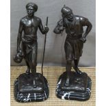 A pair of bronze figures of water carriers after Debut, H33cm